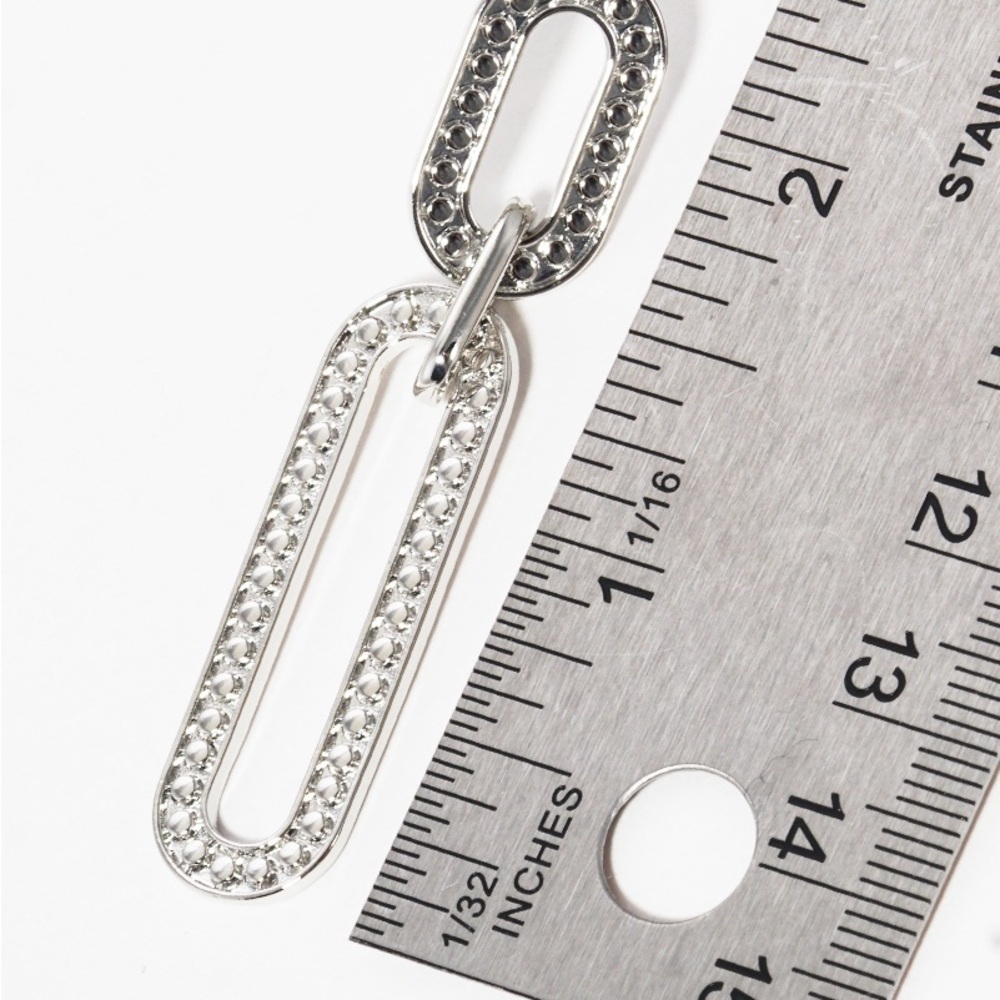 Link chain and textured, post drop earrings (pierced)
(New) - Picture 2 of 2